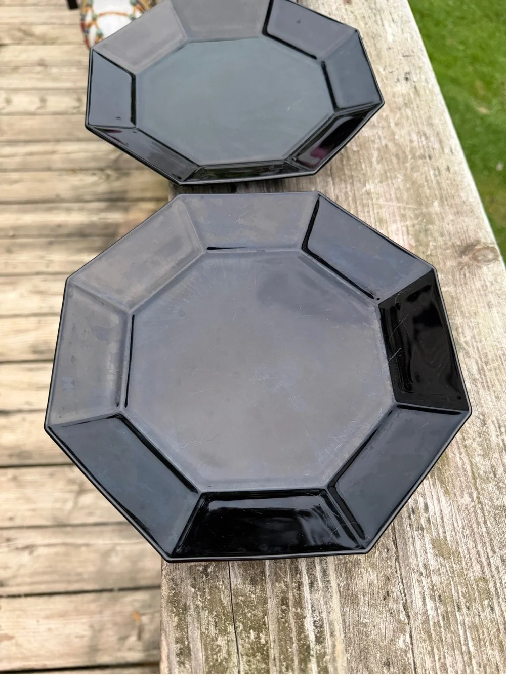 Black Octagonal Ceramic Salad/Dessert Plates - Set of 4